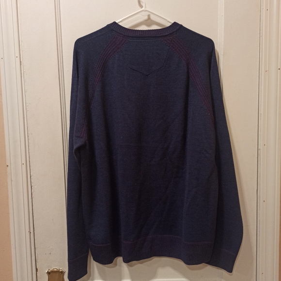 Robert Graham Cottage V-Neck Sweater Dark Navy Blue Wool Cashmere Men's - Picture 4 of 11